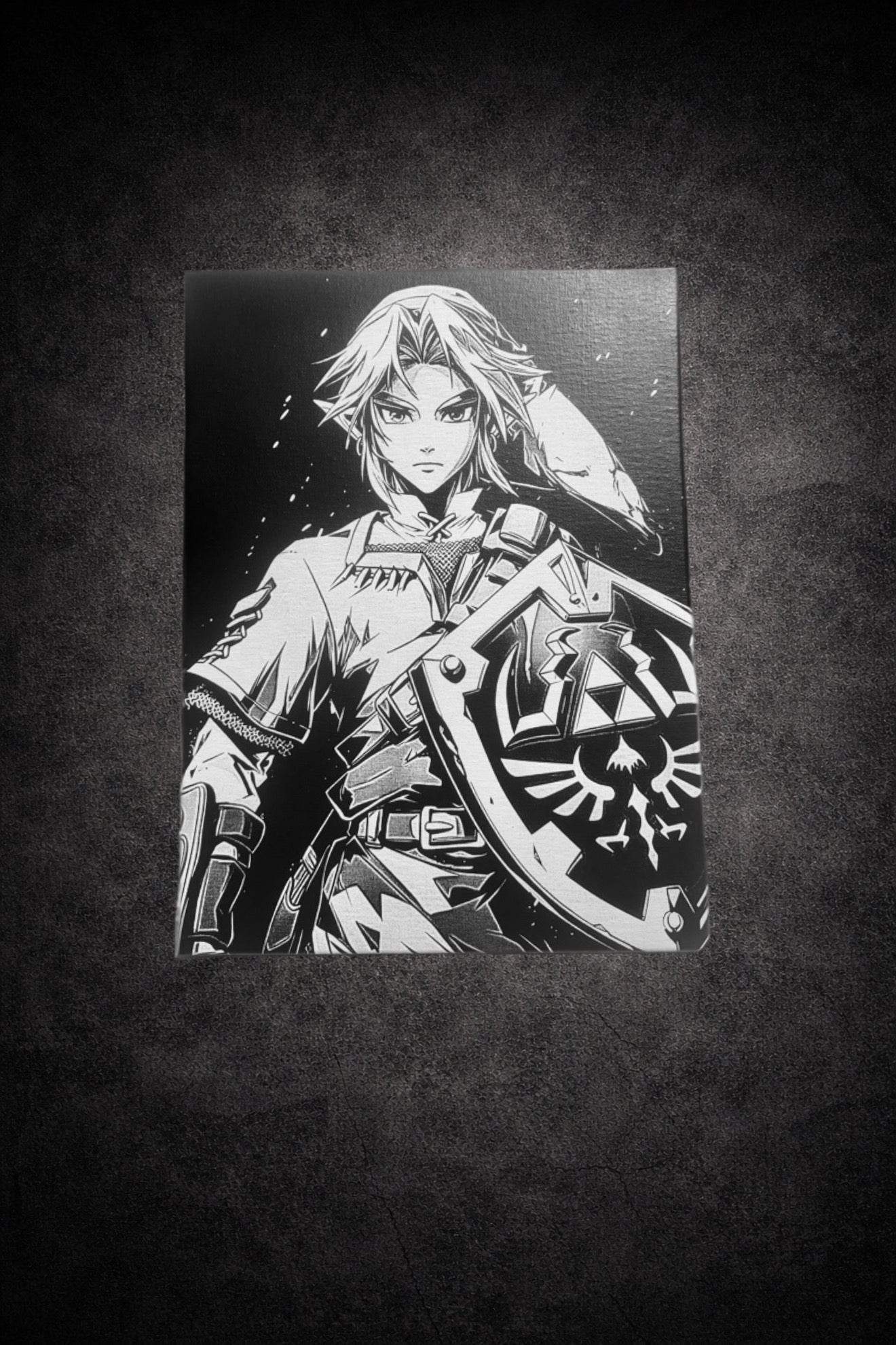 Tableau héros légendaire fantasy noir et blanc décoration murale 30x40 cm - DesignRomArt