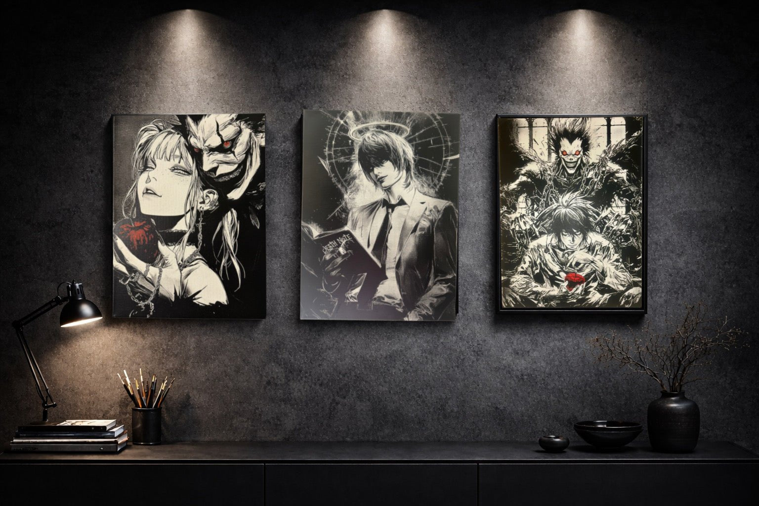 Tableau homme mystérieux lisant un carnet de pouvoir sombre et halo lumineux noir et blanc – décoration murale artistique 30x40 cm - DesignRomArt