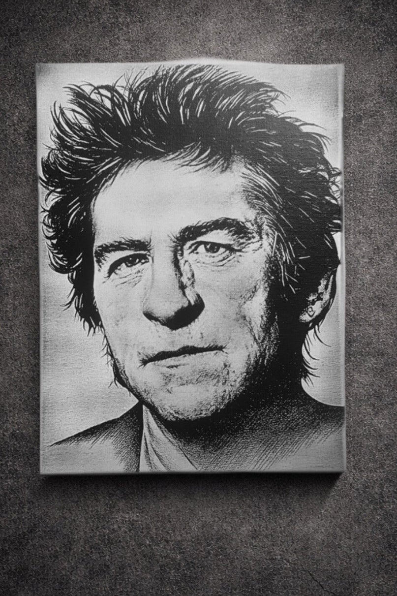Tableau Hubert - Félix Thiéfaine – Portrait rock français noir et blanc 30x40 cm - DesignRomArt