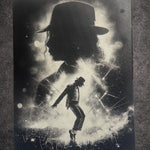 Tableau icône pop noir et blanc – Silhouette scène musicale – Art mural moderne 30x40 cm - DesignRomArt