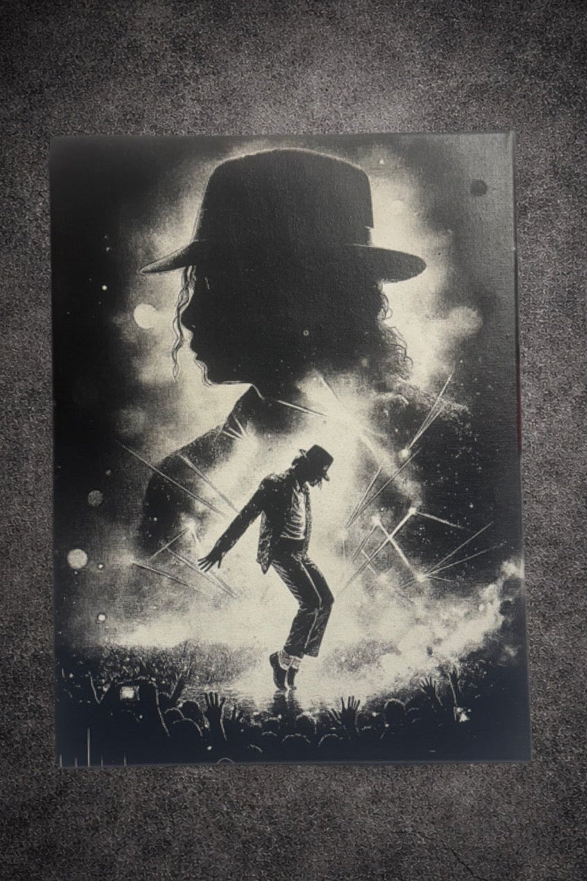 Tableau icône pop noir et blanc – Silhouette scène musicale – Art mural moderne 30x40 cm - DesignRomArt