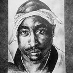 Tableau icone rap portrait noir blanc decoration murale hip hop 30x40 cm - DesignRomArt