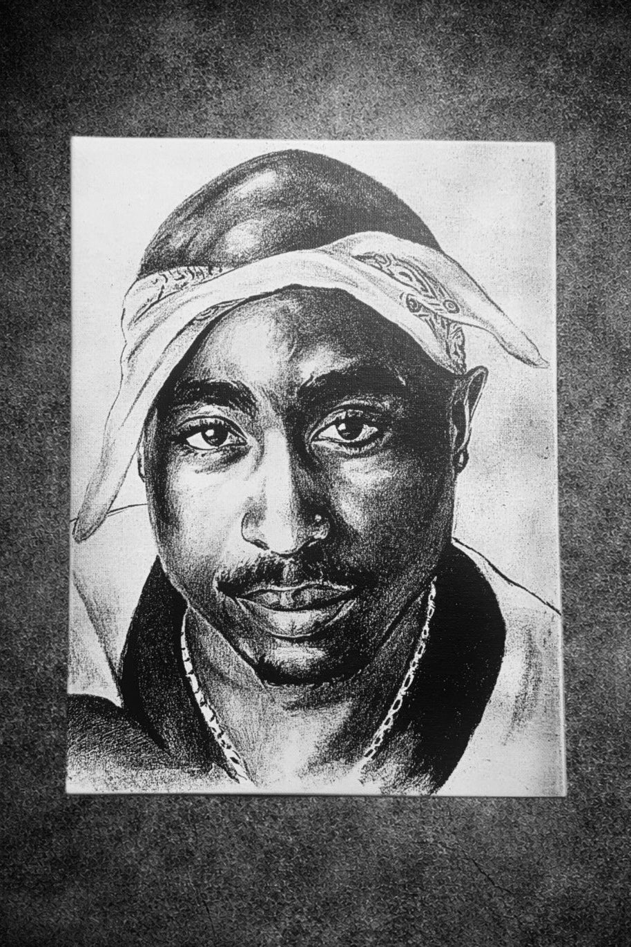 Tableau icone rap portrait noir blanc decoration murale hip hop 30x40 cm - DesignRomArt