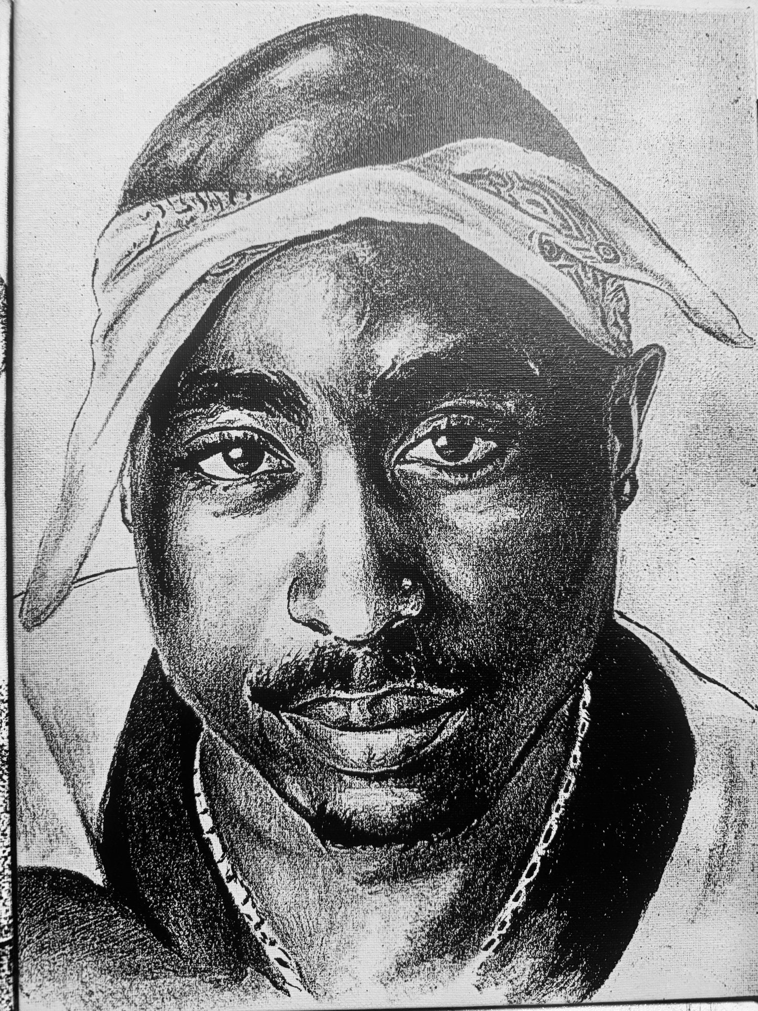 Tableau icone rap portrait noir blanc decoration murale hip hop 30x40 cm - DesignRomArt