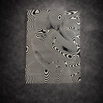 Tableau noir et blanc en illusion optique représentant deux silhouettes humaines