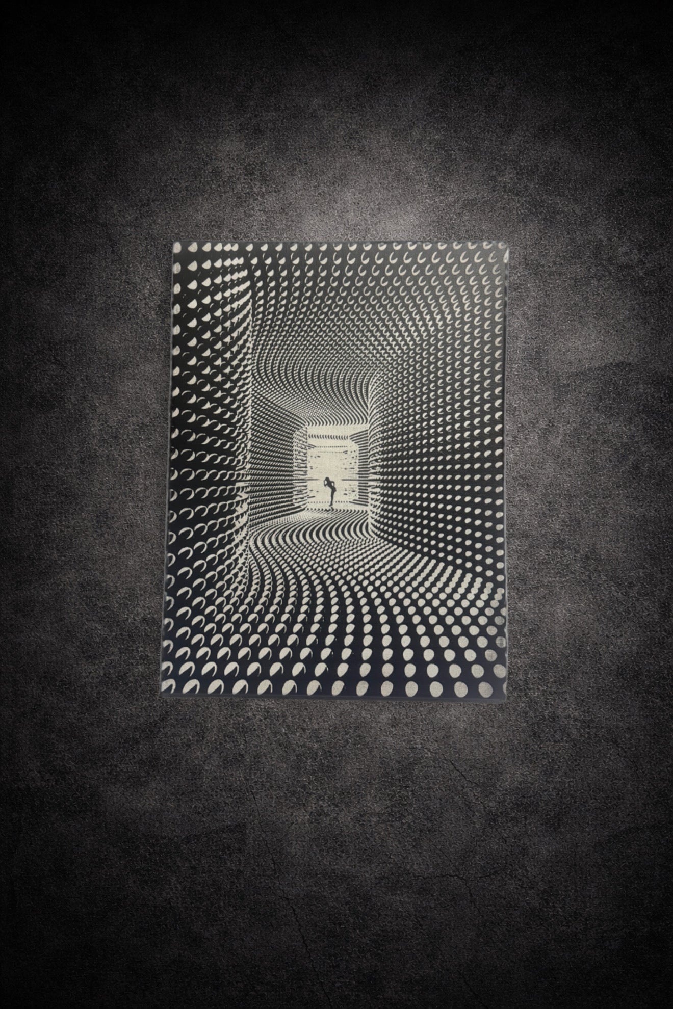 Tableau illusion d’optique en noir et blanc – art mural hypnotique 30x40 cm