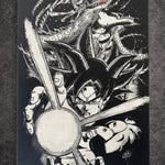 Tableau invocation d’énergie – Art manga noir et blanc épique – Toile 30x40 cm - DesignRomArt