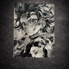 Tableau jeune guerrier déterminé regard intense noir et blanc – décoration murale moderne 30x40 cm - DesignRomArt