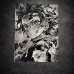 Tableau jeune guerrier déterminé regard intense noir et blanc – décoration murale moderne 30x40 cm - DesignRomArt