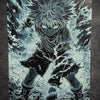 Tableau jeune guerrier électrique regard lumineux combat intense décoration murale manga noir et blanc 30x40 cm - DesignRomArt