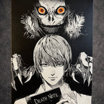 Tableau jeune stratège sombre face à créature démoniaque ambiance mystique noir et blanc décoration murale 30x40 cm - DesignRomArt