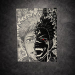 Tableau manga noir et blanc exorciste et malédiction