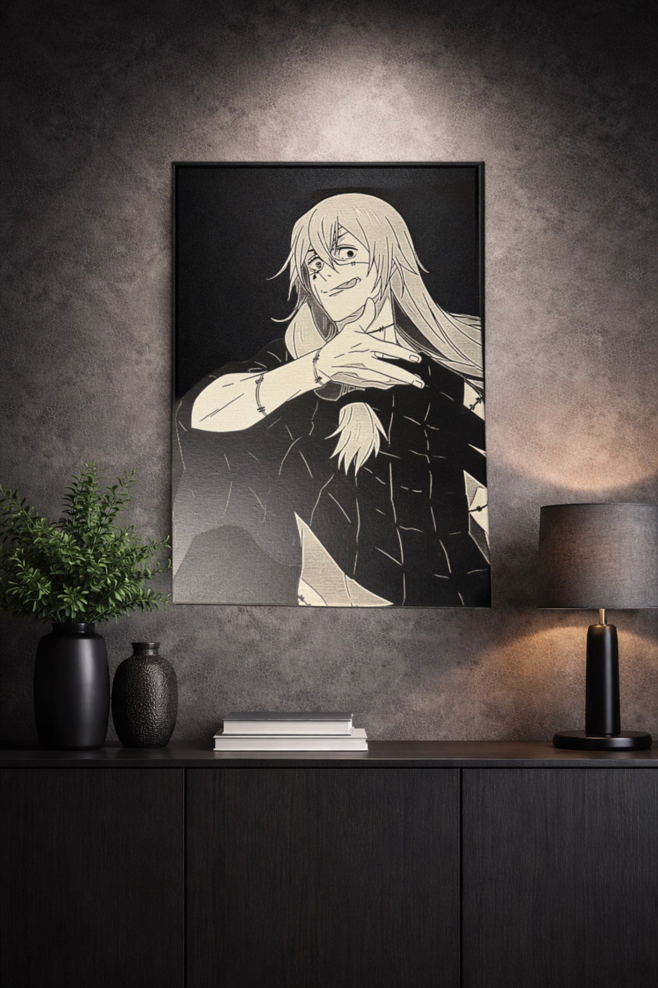 Tableau Mahito manga noir blanc decoration murale anime 30x40 cm - DesignRomArt
