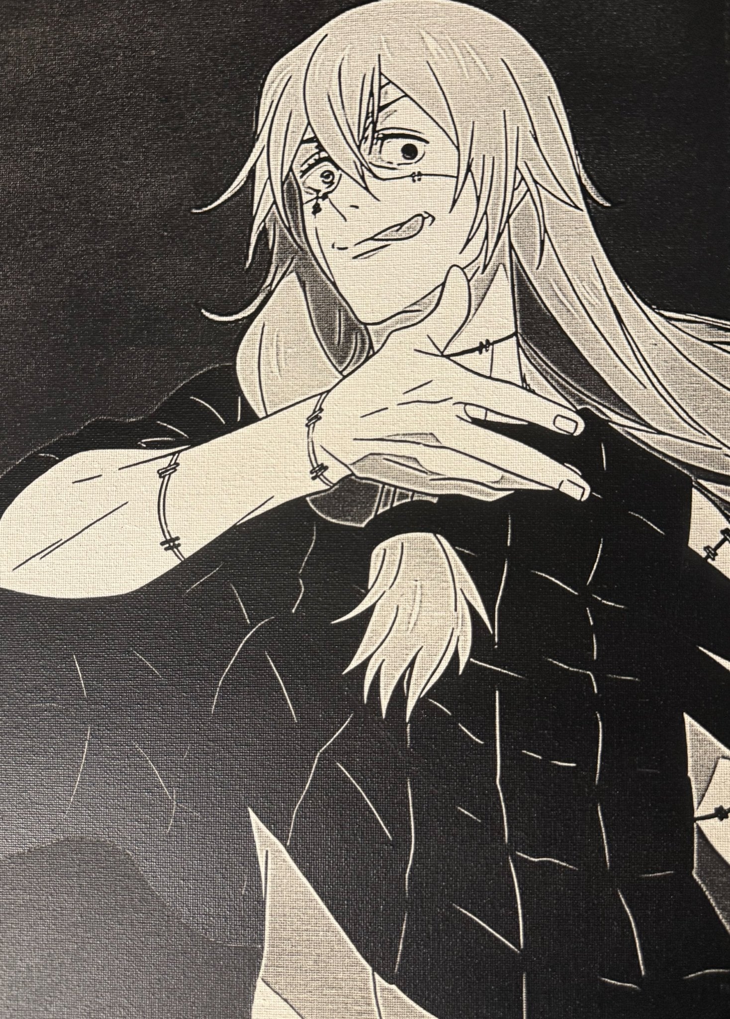 Tableau Mahito manga noir blanc decoration murale anime 30x40 cm - DesignRomArt