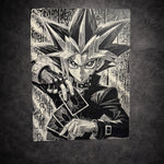 Tableau maître du duel mystique cartes magiques style manga noir et blanc décoration murale 30x40 cm - DesignRomArt