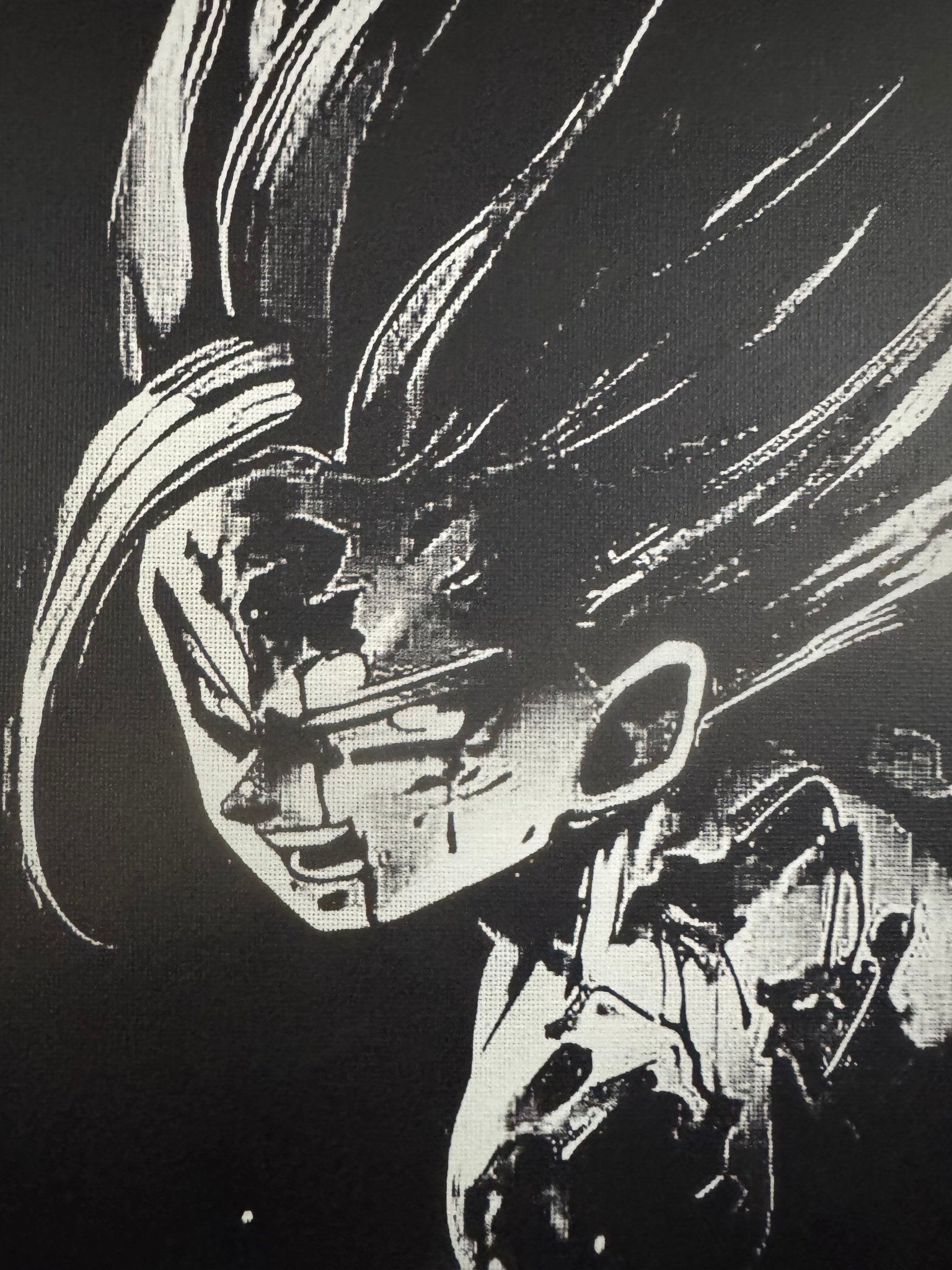 Tableau maîtrise de l’énergie – Art manga noir et blanc puissant – Toile 30x40 cm - DesignRomArt