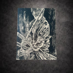 tableau-manga-noir-blanc-guerrier-samourai-sabres-30x40cm