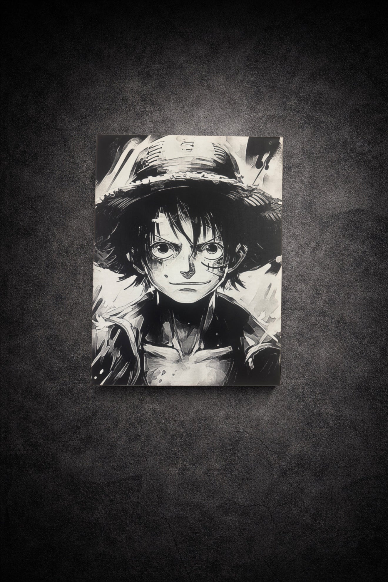 tableau-manga-noir-blanc-pirate-chapeau-paille-30x40cm