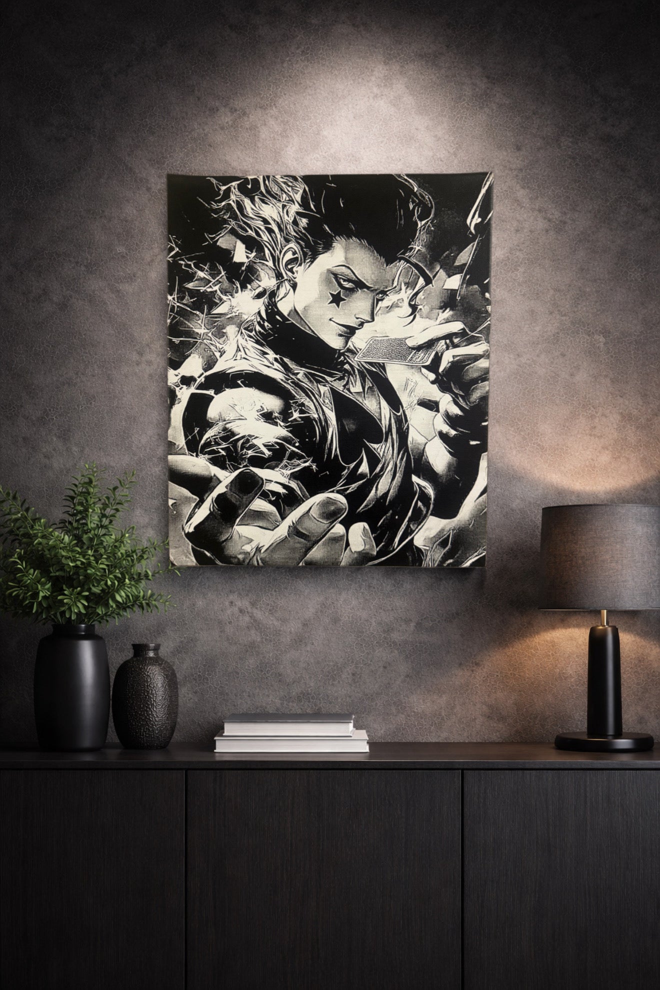 tableau manga noir et blanc decoration murale salon moderne