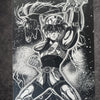 Tableau manga noir et blanc – Chevalier cosmique en armure – Toile murale 30x40 cm - DesignRomArt
