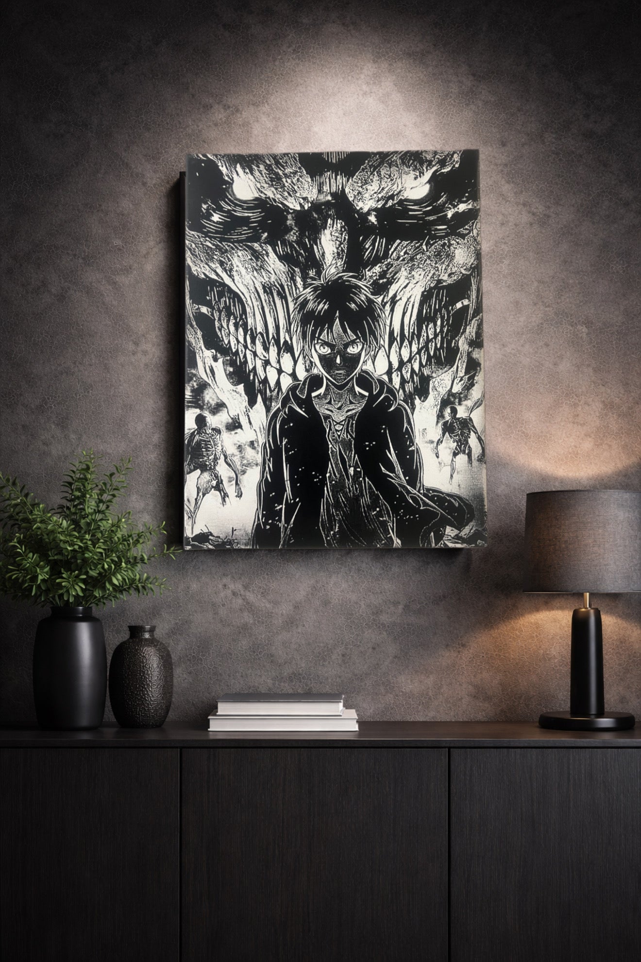 Tableau manga noir et blanc – Destin écrasant – Toile 30x40 cm - DesignRomArt