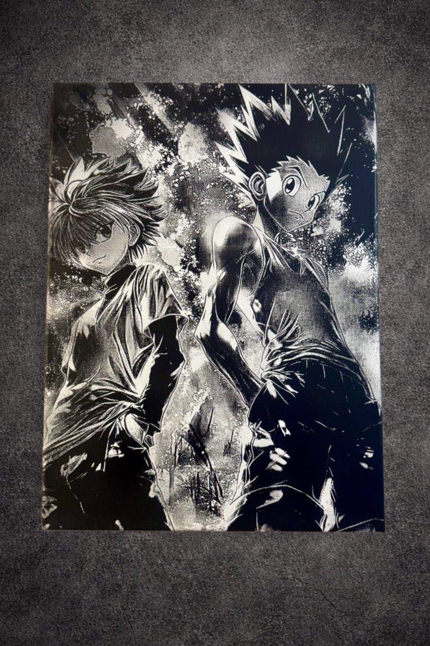 Tableau manga noir et blanc – Duo de héros – Toile murale 30x40 cm - DesignRomArt