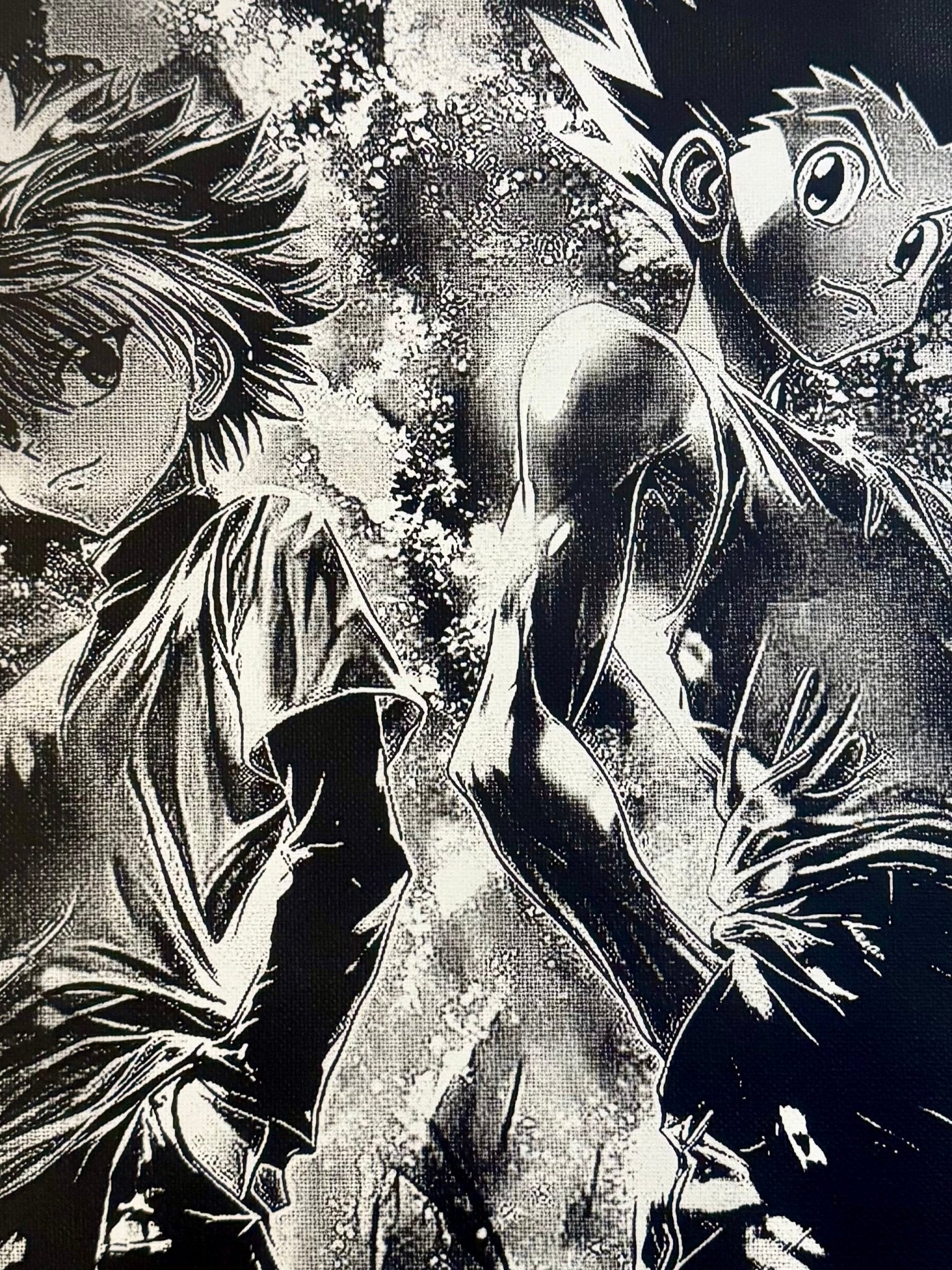 Tableau manga noir et blanc – Duo de héros – Toile murale 30x40 cm - DesignRomArt