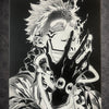 Tableau manga noir et blanc – Exorciste maudit – regard démoniaque – toile murale 30x40 cm - DesignRomArt