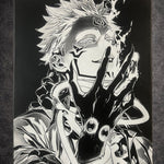 Tableau manga noir et blanc – Exorciste maudit – regard démoniaque – toile murale 30x40 cm - DesignRomArt