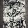 Tableau manga noir et blanc – Guerrier au chapeau emblématique – Toile murale 30x40 cm - DesignRomArt