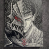Tableau manga noir et blanc – Guerrier dark fantasy à l'armure – Toile 30x40 cm - DesignRomArt
