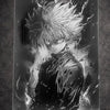 Tableau manga noir et blanc – Guerrier shōnen à l’aura électrique – Toile murale 30x40 cm - DesignRomArt