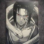 Tableau manga noir et blanc – Ninja sombre et serpent – Toile murale 30x40 cm - DesignRomArt