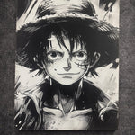 Tableau manga noir et blanc – Pirate au chapeau de paille – Toile murale 30x40 cm - DesignRomArt