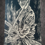 Tableau manga noir et blanc – pirate aux trois sabres – Toile murale 30x40 cm - DesignRomArt