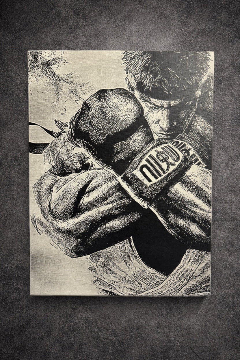 Tableau manga noir et blanc – Voie du combattant – Toile 30x40 cm - DesignRomArt