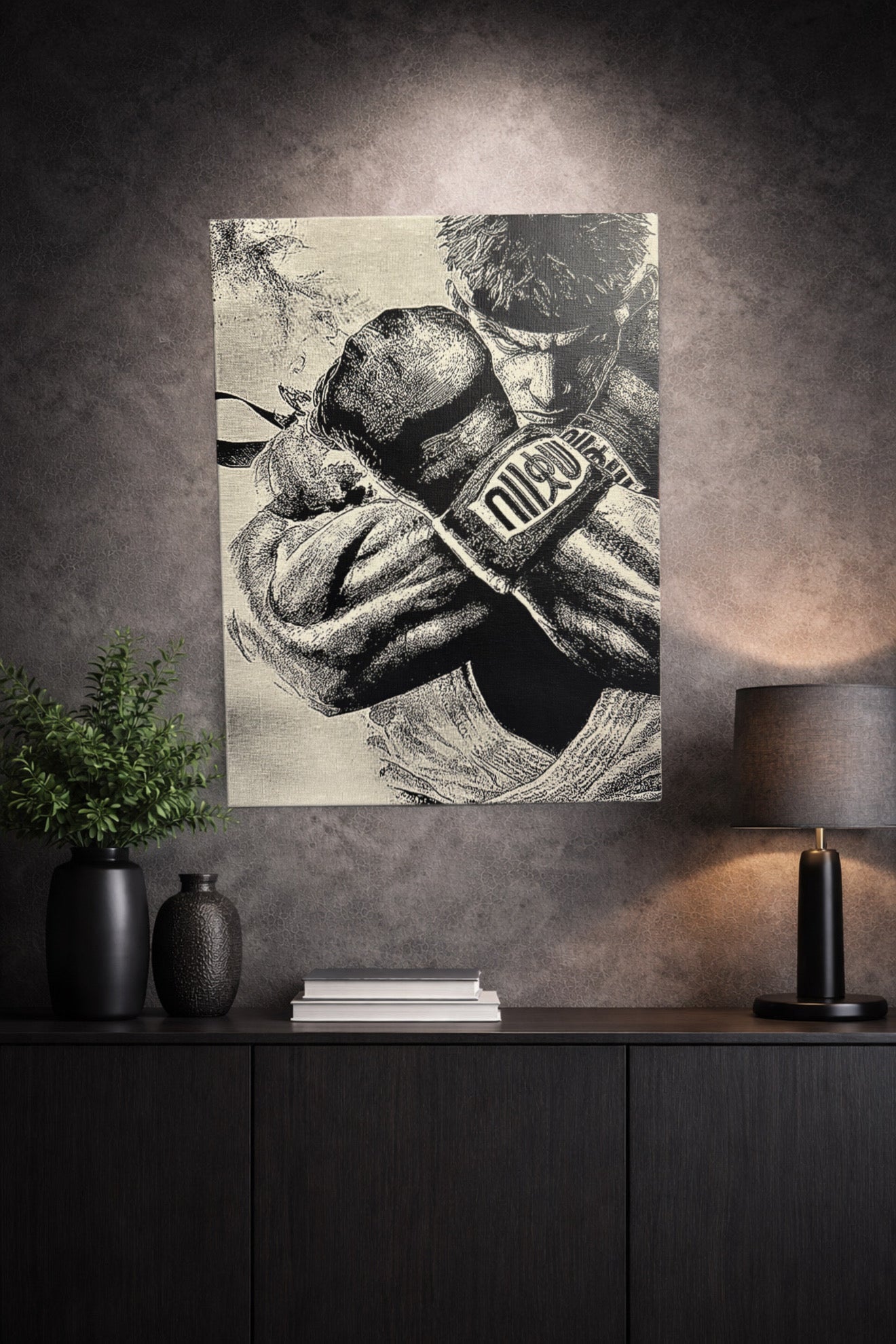 Tableau manga noir et blanc – Voie du combattant – Toile 30x40 cm - DesignRomArt