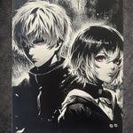 Tableau manga sombre noir et blanc – Personnage style anime – Décoration murale 30x40 cm - DesignRomArt