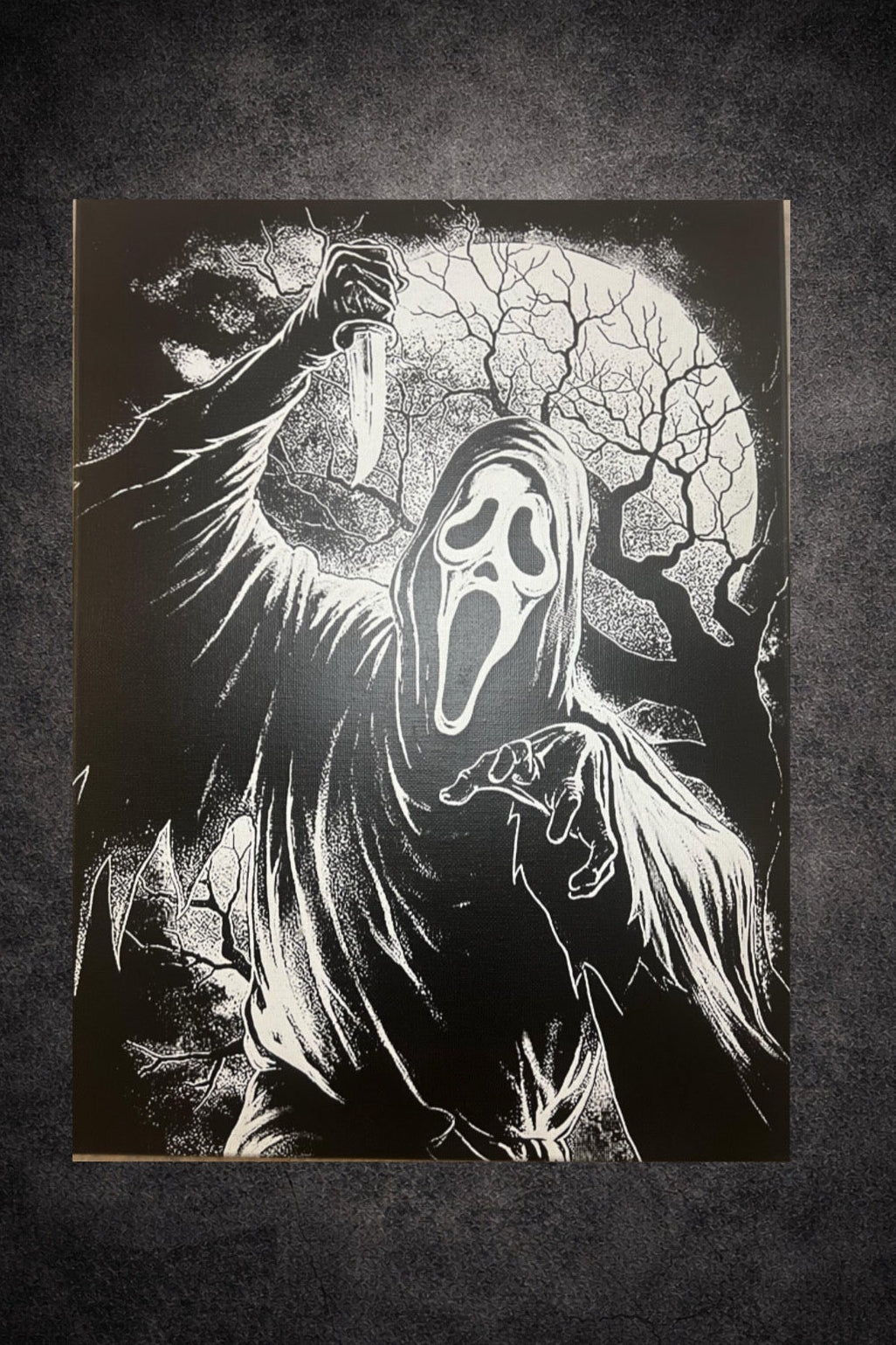 Tableau masque horreur noir blanc decoration murale film culte 30x40 cm - DesignRomArt