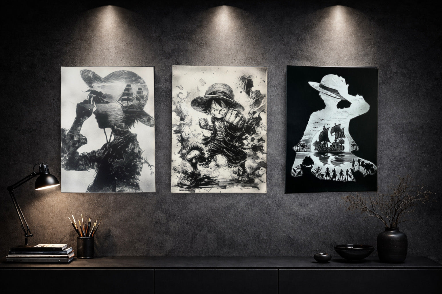 Tableau moderne esprit liberté et exploration monochrome