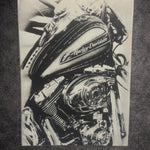 Tableau moteur de moto custom en gros plan style industriel sombre noir et blanc décoration murale 30x40 cm - DesignRomArt