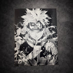 tableau guerrier ninja concentré énergie mystique noir et blanc mural