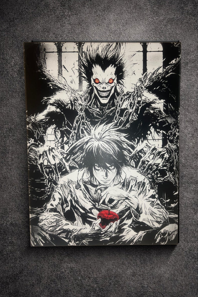 Tableau pacte obscur – Art manga noir et blanc à contraste intense – Toile 30x40 cm - DesignRomArt