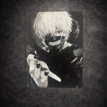 Tableau manga sombre représentant un personnage masqué