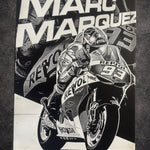 Tableau pilote moto course vitesse extrême décoration murale sport mécanique noir et blanc 30x40 cm - DesignRomArt