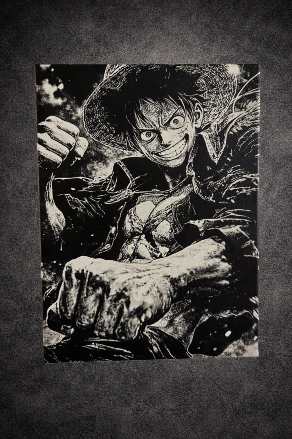 Tableau pirate attaque style manga réaliste noir blanc décoration murale 30x40 cm - DesignRomArt