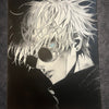 Tableau portrait mystérieux regard perçant noir et blanc – décoration murale moderne 30x40 cm - DesignRomArt