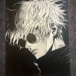 Tableau portrait mystérieux regard perçant noir et blanc – décoration murale moderne 30x40 cm - DesignRomArt