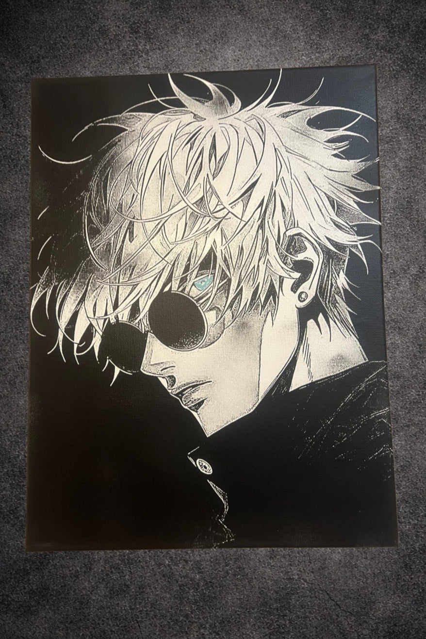 Tableau portrait mystérieux regard perçant noir et blanc – décoration murale moderne 30x40 cm - DesignRomArt