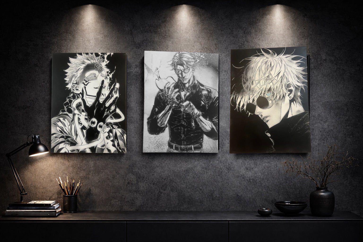 Tableau portrait mystérieux regard perçant noir et blanc – décoration murale moderne 30x40 cm - DesignRomArt
